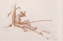 Drawing of an African American man fishing